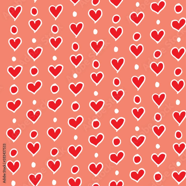 Obraz Seamless Pattern With Many Outline Hearts And Circles.