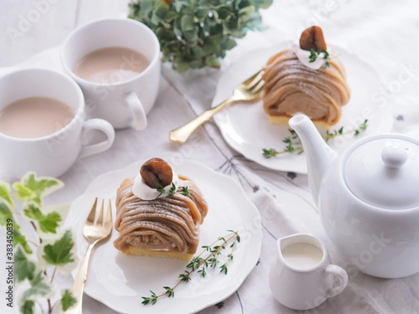 Fototapeta 秋スイーツ モンブランでティータイム