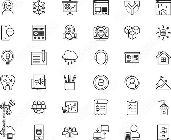 Fototapeta business vector icon set such as: stay home, illness, transaction, winner, analyzing, round, clip, transportation, sheme, leadership, talk, stressed, operator, screen, desk, family, hold, stack