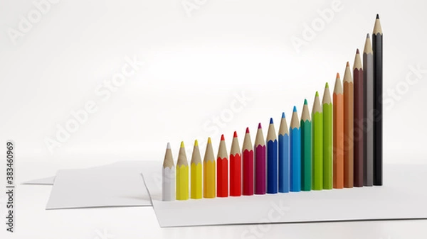 Fototapeta Colorful graph. Standing color pencils creating a rising graph.