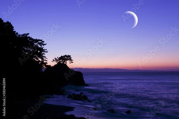 Fototapeta 桂浜と月（合成）