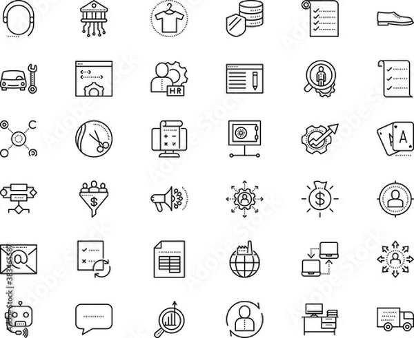 Fototapeta business vector icon set such as: single, lead conversion, blue, solar, chair, robot, currency, fix, microphone, speed, courier, interior, formal, e-mail, garage, safe, foot, statistic, mechanic