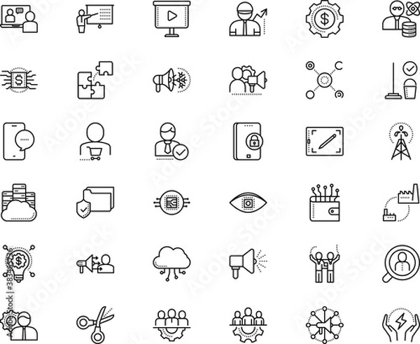 Fototapeta business vector icon set such as: economy, technical, production, effective, convention, agree, fuel, learner, announcement, style, champion, pride, cart, cryptocurrency, grid, device, broom, shine