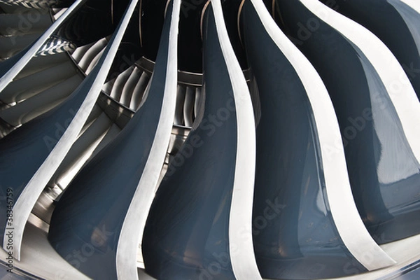 Fototapeta turbine blades of an aircraft jet engine