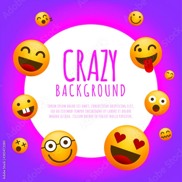 Fototapeta High Quality Emoticon Character on Pink and Purple Background . Isolated Vector Elements