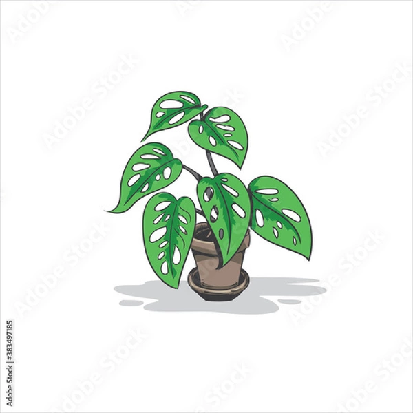 Fototapeta Faux monstera tree vector illustration nice for brochure, wall decoration