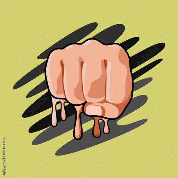 Fototapeta Image of a human fist in the style of leaking paint. Images intended for art, medicine, and more.