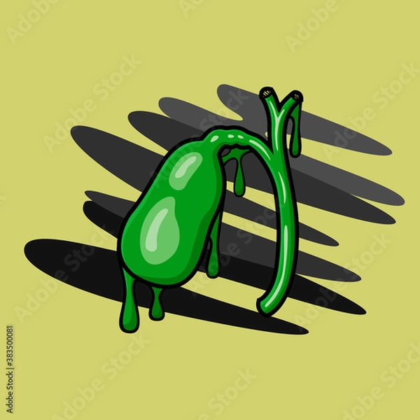 Fototapeta Image of human organs in the style of leaking paint. Gallbladder. Images intended for art, medicine, and more.