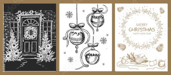 Fototapeta Christmas design element in doodle style. Hand drawn.	