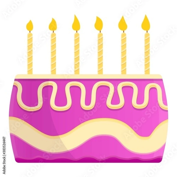 Obraz Girl birthday cake icon. Cartoon of girl birthday cake vector icon for web design isolated on white background