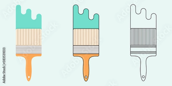 Obraz Paint brush flat vector illustration.