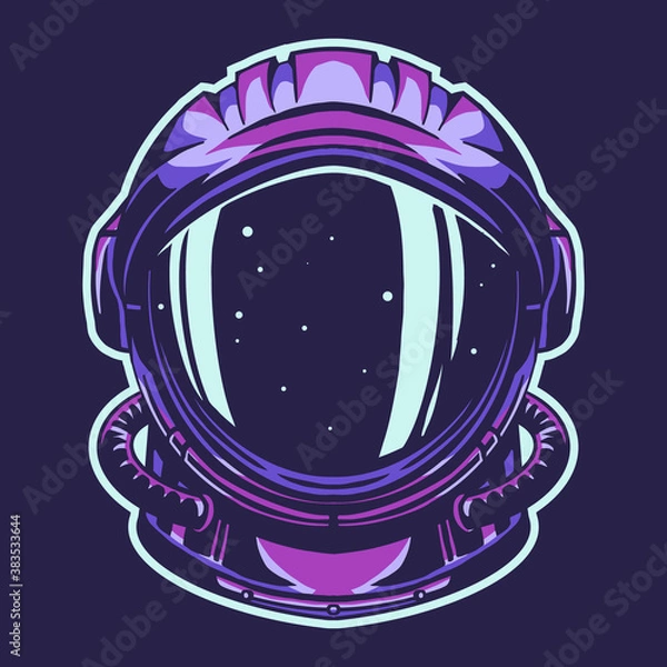Obraz astronaut helmet vector illustration isolated on dark background