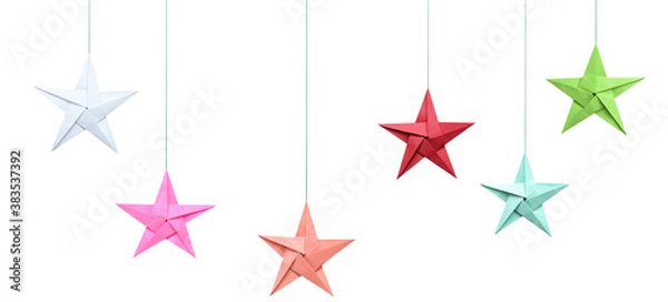 Obraz Haning origami paper stars with string