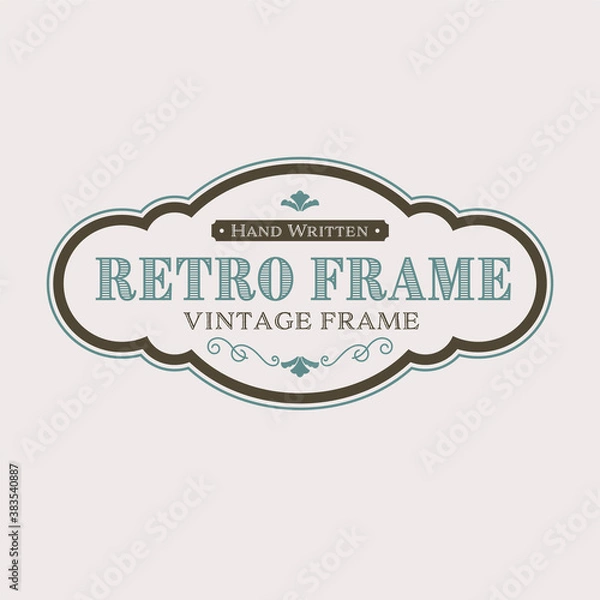 Fototapeta ビンテージバナー　バッジ　ラベル　ターコイズブルー