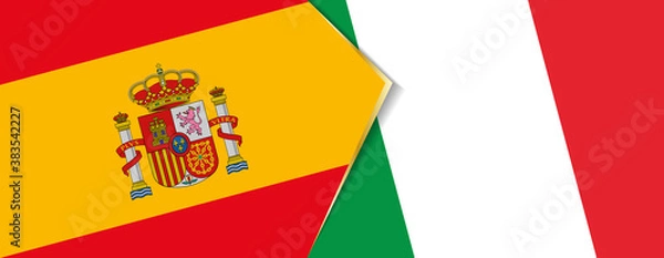 Fototapeta Spain and Italy flags, two vector flags.