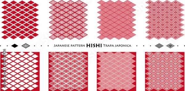 Fototapeta Japanese pattern HISHI Trapa japonica_seamless pattern_c02