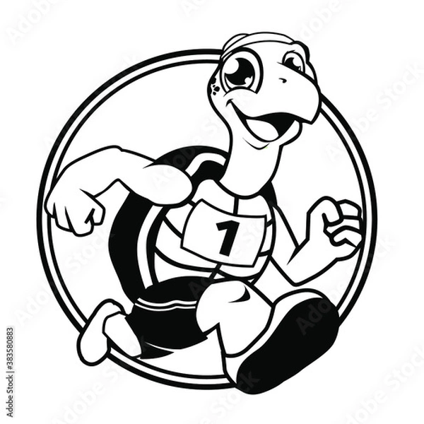 Obraz turtle runner mascot cartoon