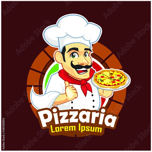 Obraz pizza logo cartoon in vector