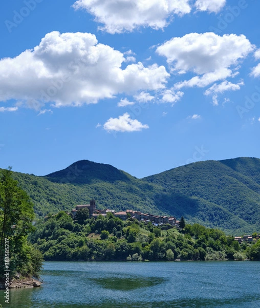 Obraz Landscape From Vagli lake and apuan mountains