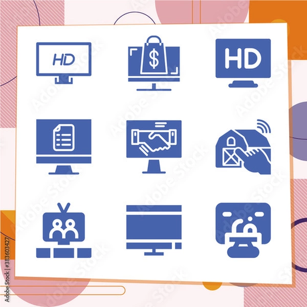 Fototapeta Simple set of 9 icons related to evaluated