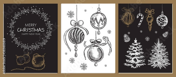 Fototapeta  Christmas design element in doodle style. Hand drawn.