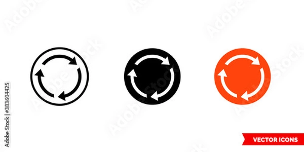 Fototapeta Emergency stop button icon of 3 types color, black and white, outline. Isolated vector sign symbol.
