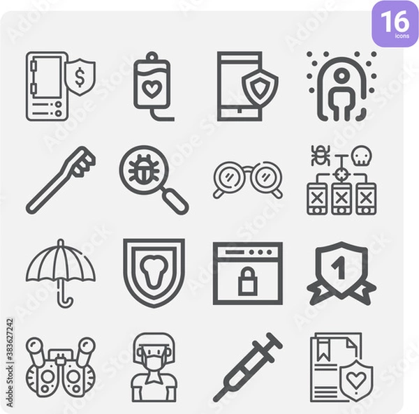 Fototapeta Simple set of virus related lineal icons.