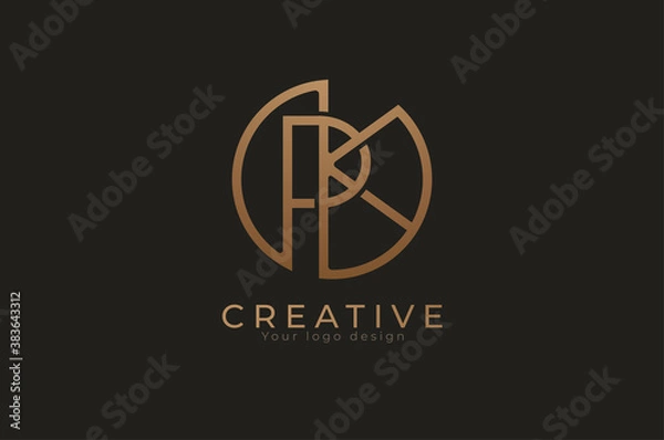 Fototapeta Abstract initial letter P and K logo, usable for branding and business logos, Flat Logo Design Template, vector illustration