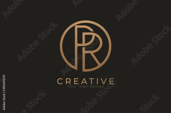 Obraz Abstract initial letter P and R logo, usable for branding and business logos, Flat Logo Design Template, vector illustration