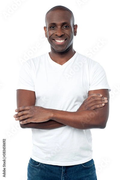 Fototapeta Smiling middle aged man isolated on white