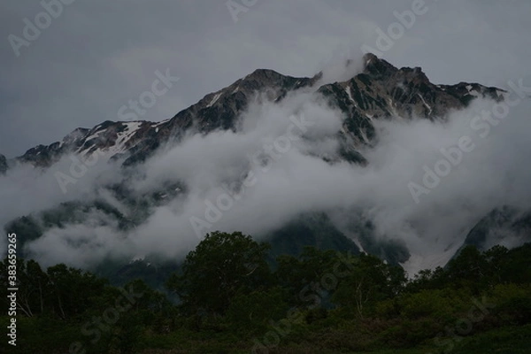 Fototapeta 白馬三山　栂池高原　残雪　大雪渓　夏休み　ハイキング　トレッキング　山　長野