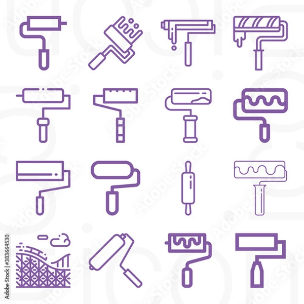 Fototapeta 16 pack of rolling wave  lineal web icons set