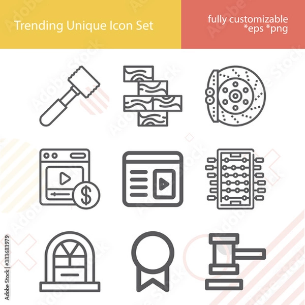 Fototapeta Simple set of beat related lineal icons.