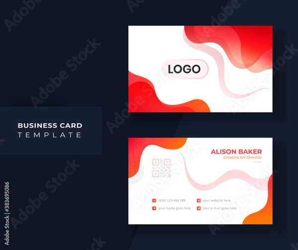 Fototapeta Red modern business card Template Design