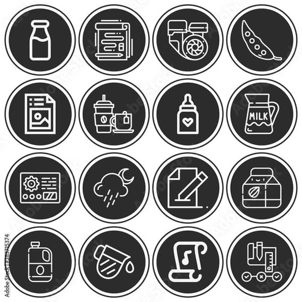 Fototapeta 16 pack of pour  lineal web icons set