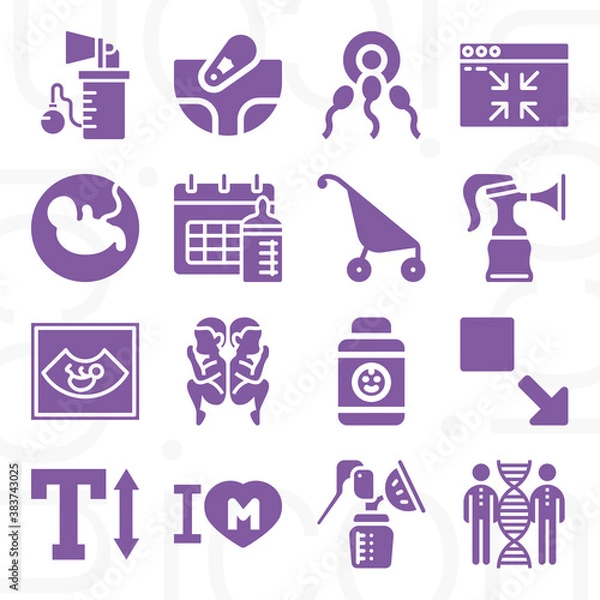 Obraz 16 pack of reproductive  filled web icons set