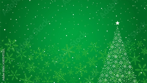 Obraz 雪の結晶クリスマスツリー背景　緑
