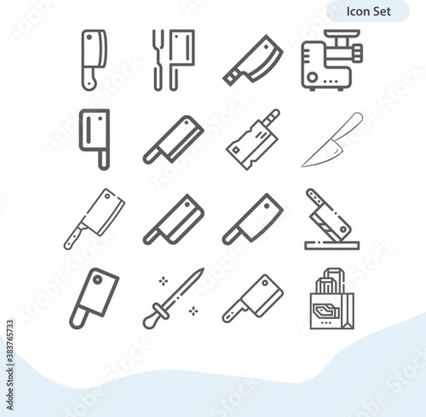 Fototapeta Simple set of butcher related lineal icons.