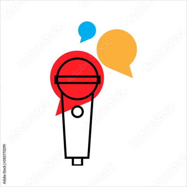 Obraz microphone icon. microphone and conversation bubble. concept for podcast, broadcasting media 
