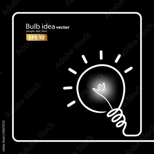 Fototapeta Bulb idea black and white vector illustration