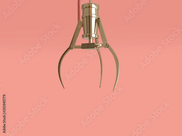 Fototapeta Cosmetic background gold claw machine on pink background 3 d rendering.