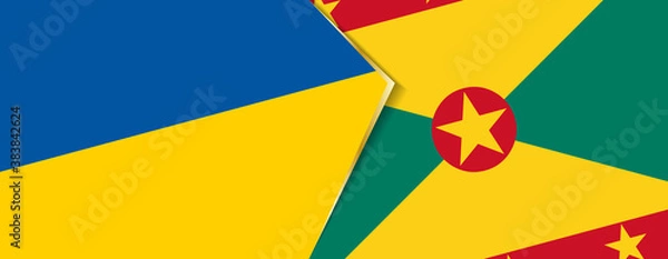 Fototapeta Ukraine and Grenada flags, two vector flags.
