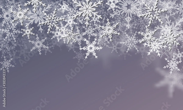 Fototapeta Banner with snowflakes. Christmas design, decor. Vector illustration. New Year Wallpaper.