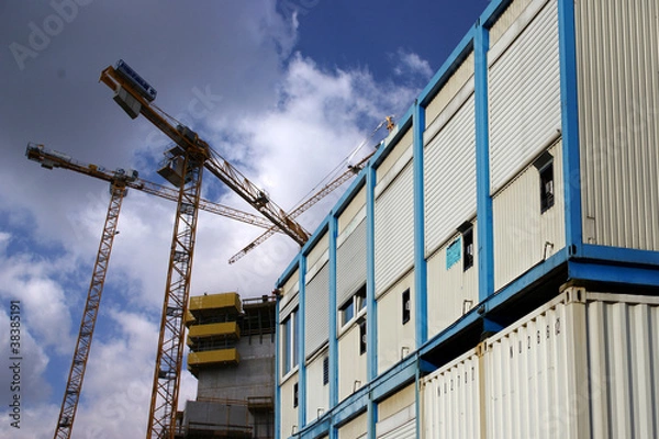 Fototapeta bau bürocontainer großbaustelle