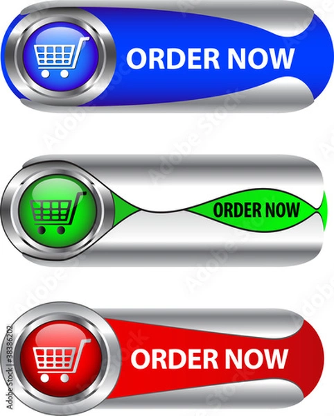 Fototapeta Metallic order now button/icon set