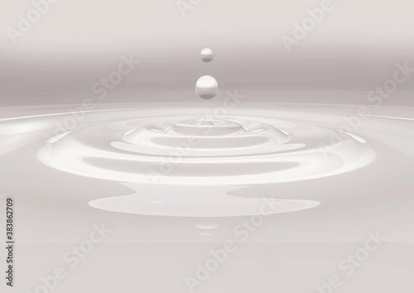 Obraz 雫で波紋が広がる透明の液体、水、背景素材