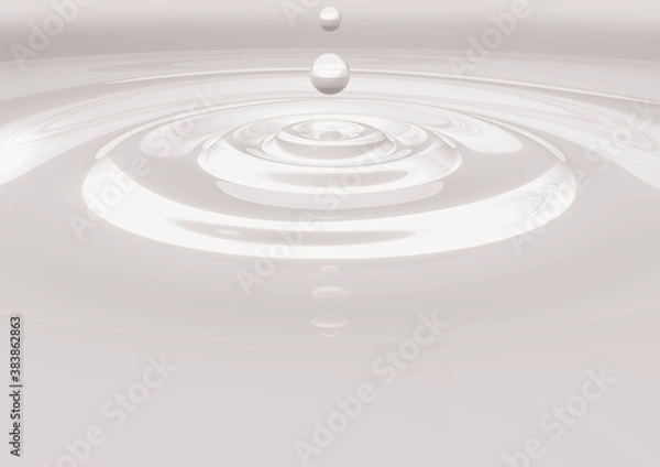 Fototapeta 雫で波紋が広がる透明の液体、水、背景素材