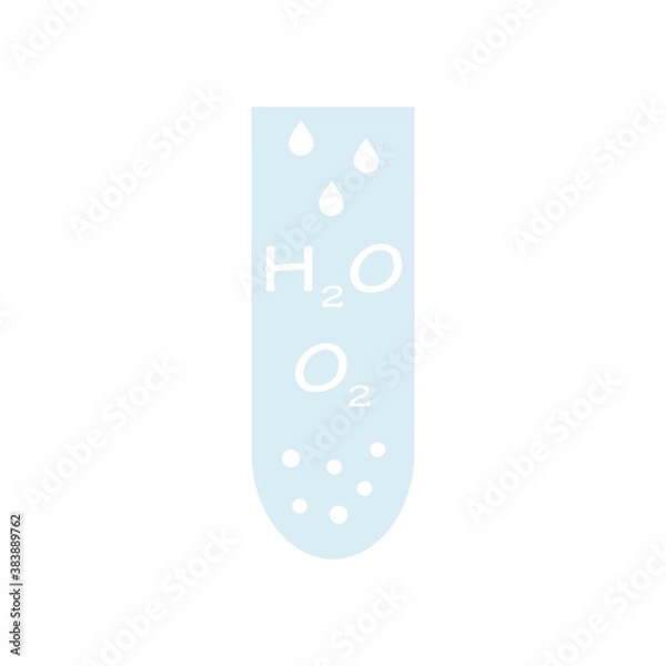 Fototapeta Water flask icon. H2O vector illustration. Science concept. Water drops in glass flask.