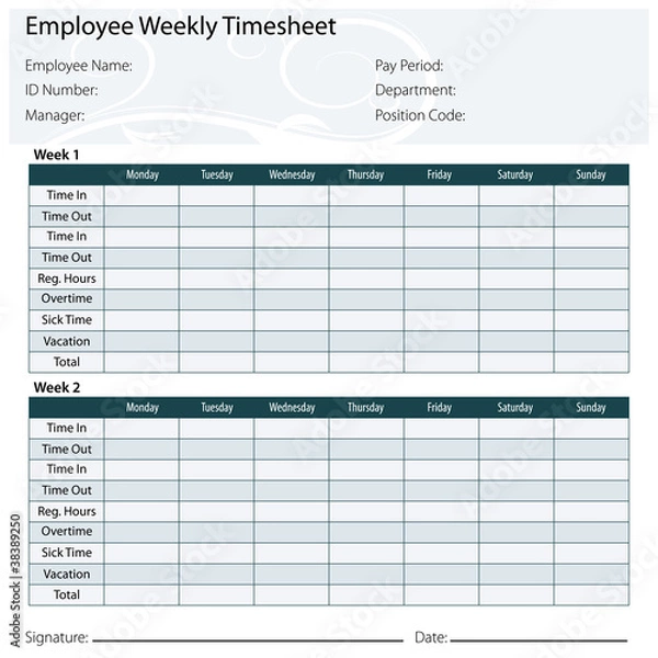 Obraz Employee Timesheet Template