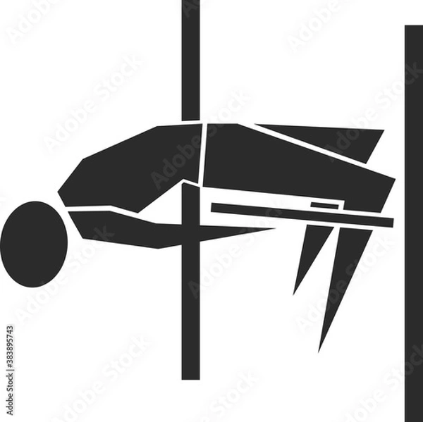 Fototapeta High jump gymnast over the bar. Sportsman isolated on white background. Vector illustration.
